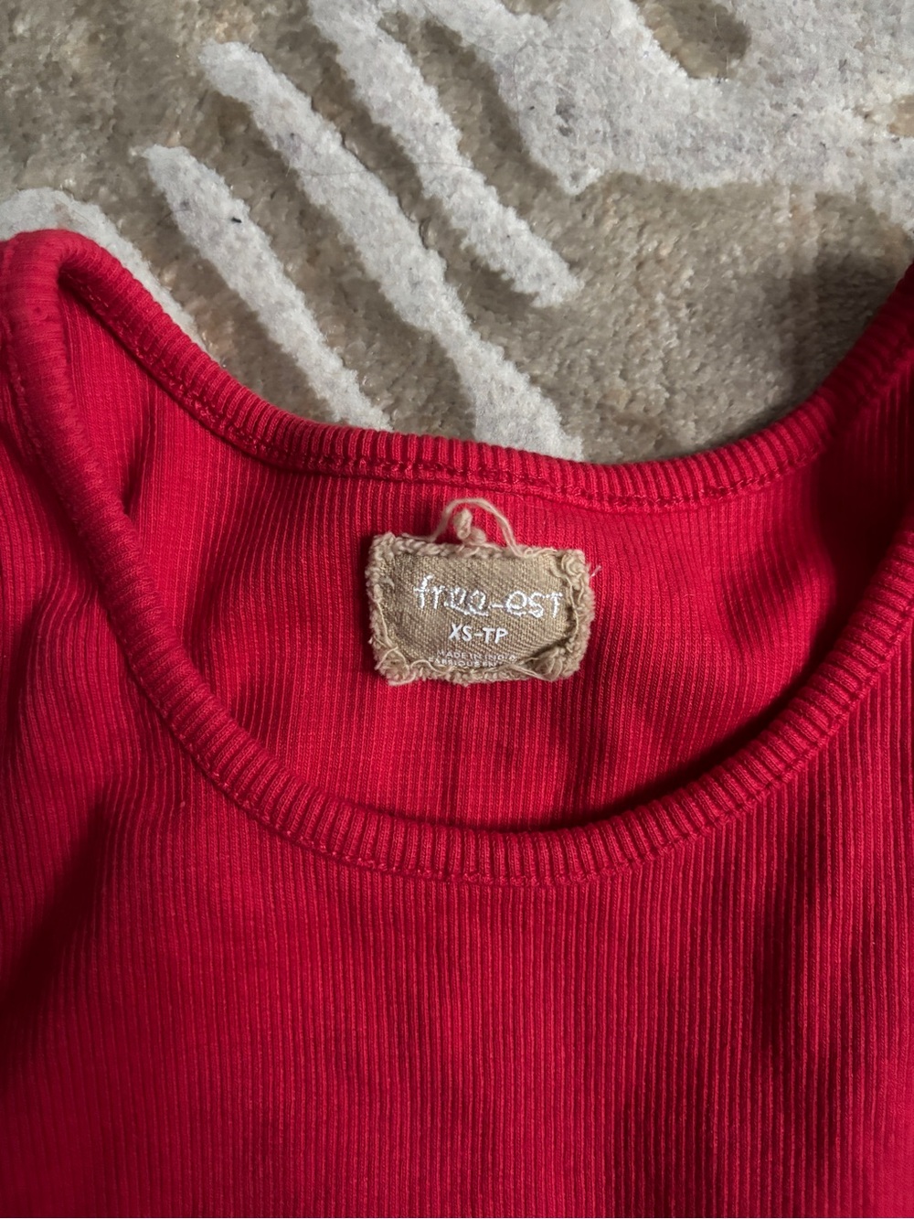 Free People Red Ribbed Tank Top - Picture 2 of 2